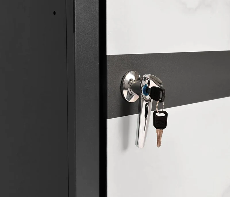 Abri poubelle pour une poubelle porte verrouillable aspect marbre anthracite clair 04_0005695