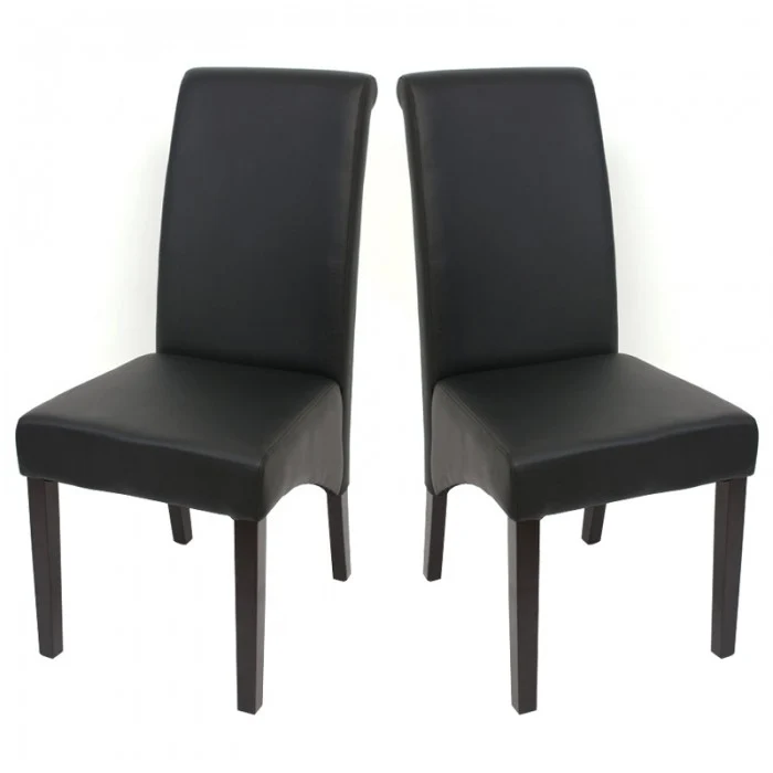Set de 2 chaises de salle à manger en synthétique noir mat pieds foncés CDS04024