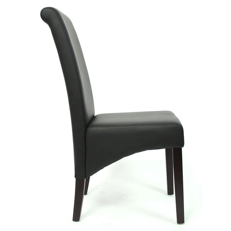 Set de 2 chaises de salle à manger en synthétique noir mat pieds foncés CDS04024