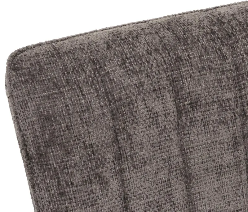Banc de salle à manger canapé avec dossier rembourré en tissu chenille gris-marron et métal 160 cm 04_0005860