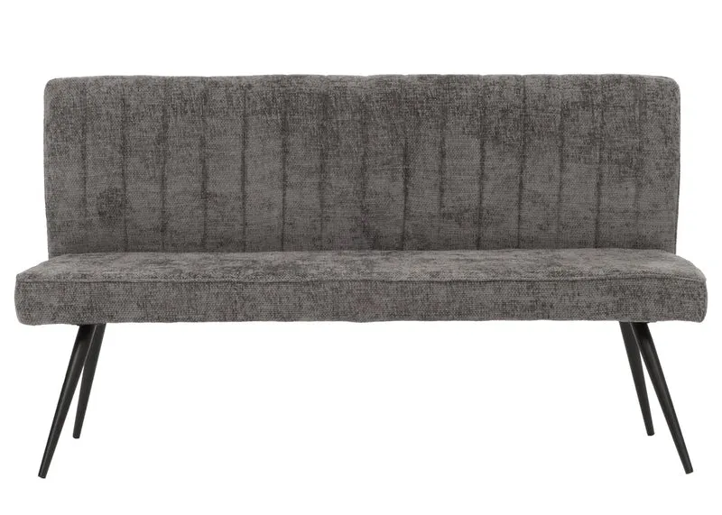 Banc de salle à manger canapé avec dossier rembourré en tissu chenille gris-marron et métal 160 cm 04_0005860