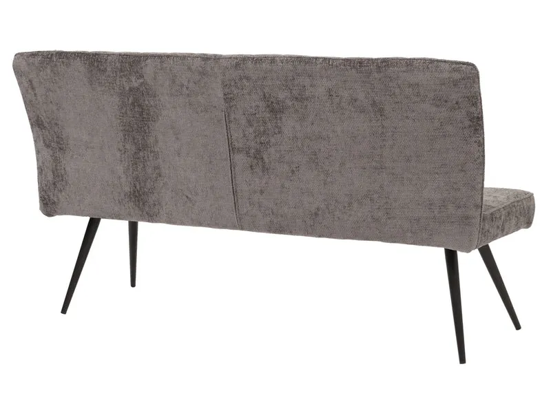 Banc de salle à manger canapé avec dossier rembourré en tissu chenille gris-marron et métal 160 cm 04_0005860