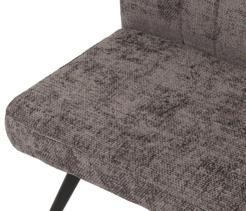 Banc de salle à manger canapé avec dossier rembourré en tissu chenille gris-marron et métal 160 cm 04_0005860
