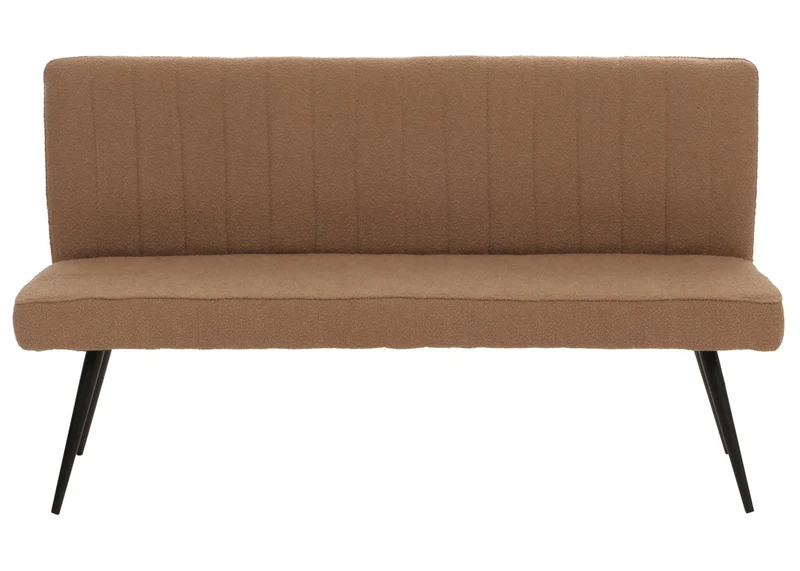 Banc de salle à manger banquette rembourrée avec dossier en tissu bouclé marron et métal 160 cm 04_0005863