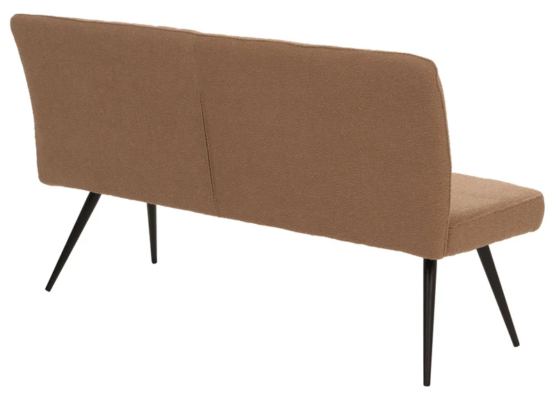 Banc de salle à manger banquette rembourrée avec dossier en tissu bouclé marron et métal 160 cm 04_0005863