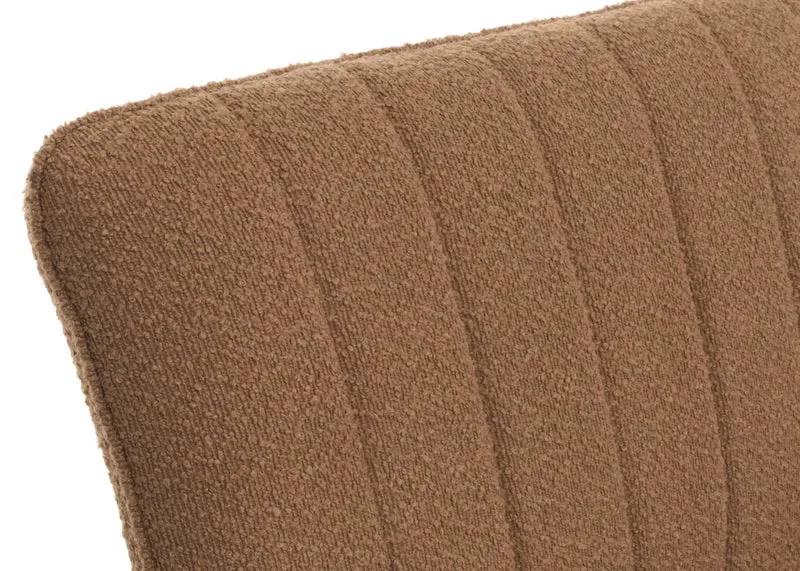 Banc de salle à manger banquette rembourrée avec dossier en tissu bouclé marron et métal 160 cm 04_0005863