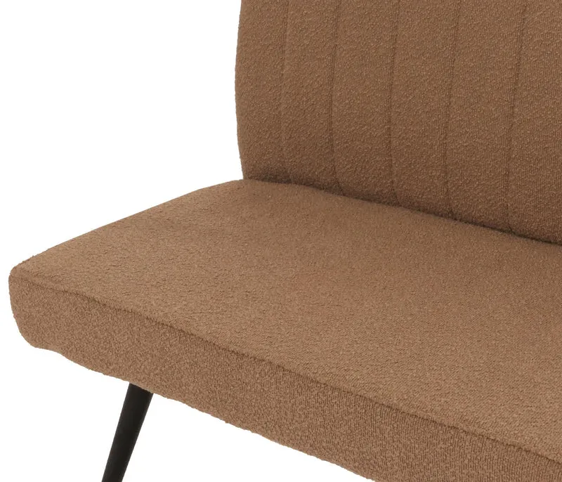 Banc de salle à manger banquette rembourrée avec dossier en tissu bouclé marron et métal 160 cm 04_0005863