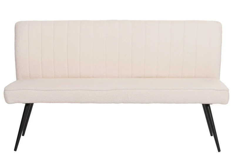 Banc de salle à manger banquette rembourrée avec dossier en tissu bouclé crème et métal 160 cm 04_0005862