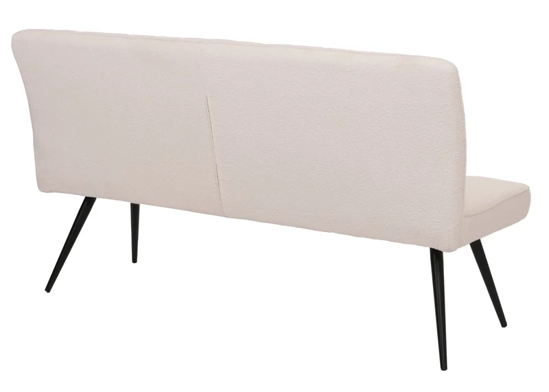 Banc de salle à manger banquette rembourrée avec dossier en tissu bouclé crème et métal 160 cm 04_0005862