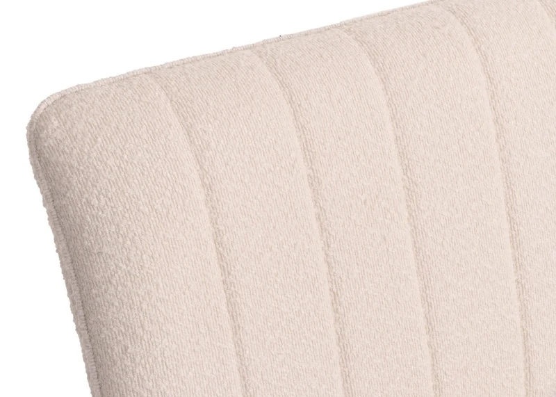 Banc de salle à manger banquette rembourrée avec dossier en tissu bouclé crème et métal 160 cm 04_0005862