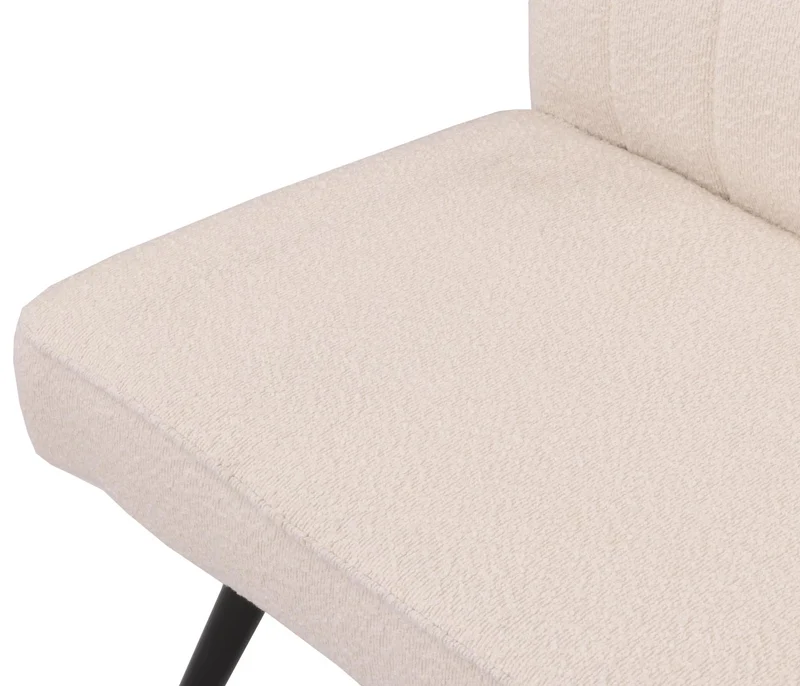 Banc de salle à manger banquette rembourrée avec dossier en tissu bouclé crème et métal 160 cm 04_0005862