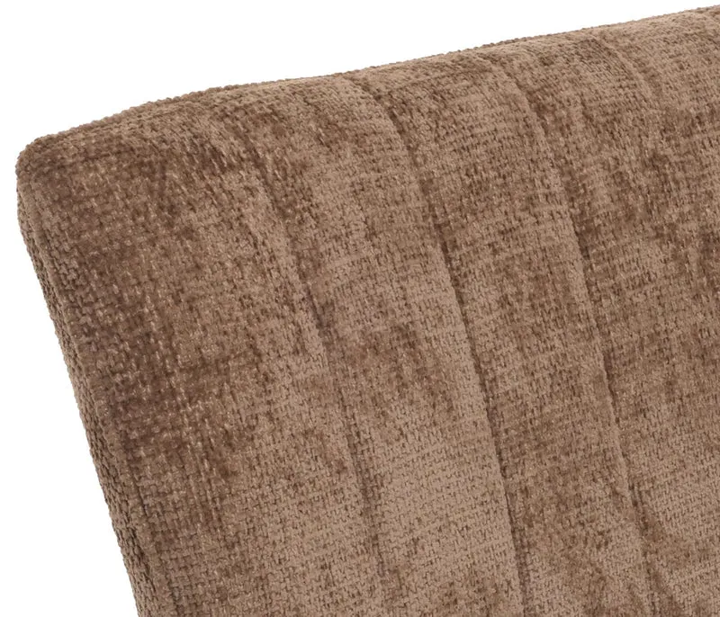 Banc de salle à manger banquette rembourrée avec dossier en tissu chenille marron et métal 160 cm 04_0005861