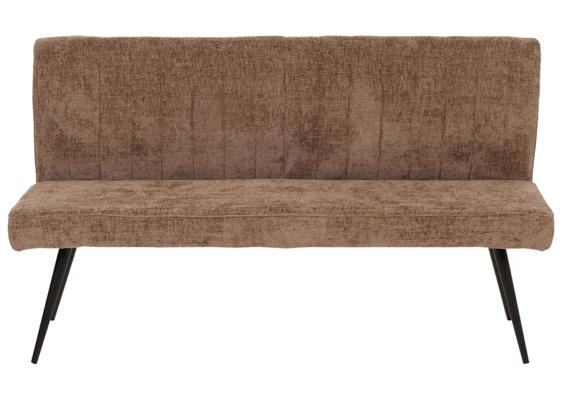 Banc de salle à manger banquette rembourrée avec dossier en tissu chenille marron et métal 160 cm 04_0005861