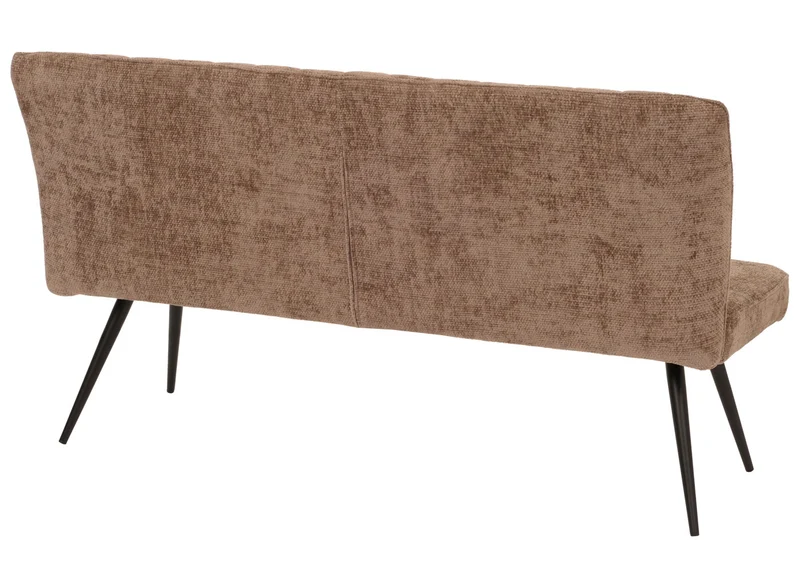 Banc de salle à manger banquette rembourrée avec dossier en tissu chenille marron et métal 160 cm 04_0005861