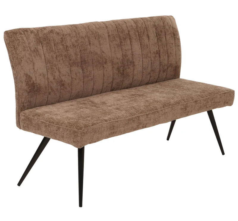 Banc de salle à manger banquette rembourrée avec dossier en tissu chenille marron et métal 160 cm 04_0005861