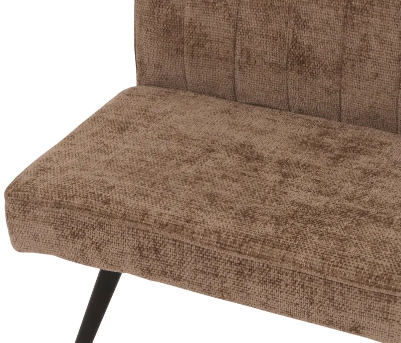 Banc de salle à manger banquette rembourrée avec dossier en tissu chenille marron et métal 160 cm 04_0005861