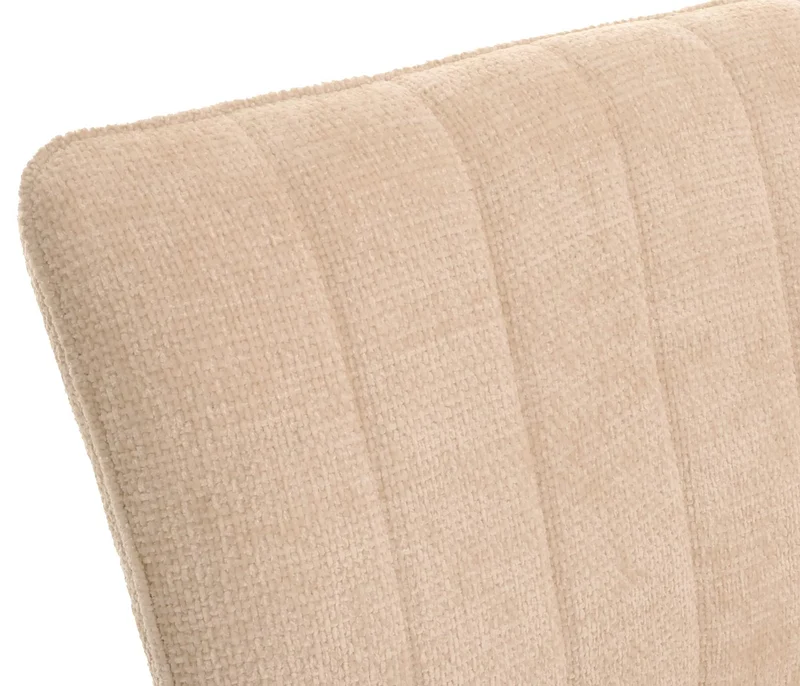 Banc de salle à manger banquette rembourrée avec dossier en tissu crème chenille et métal 160 cm 04_0005859