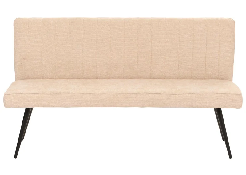 Banc de salle à manger banquette rembourrée avec dossier en tissu crème chenille et métal 160 cm 04_0005859