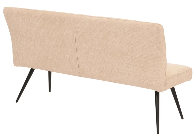 Banc de salle à manger banquette rembourrée avec dossier en tissu crème chenille et métal 160 cm 04_0005859