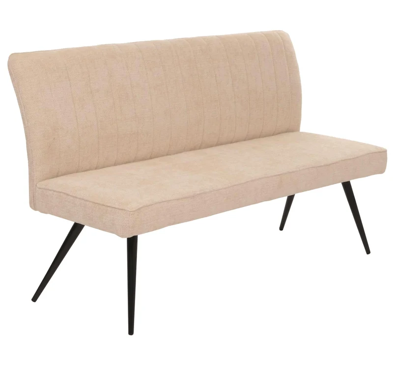 Banc de salle à manger banquette rembourrée avec dossier en tissu crème chenille et métal 160 cm 04_0005859