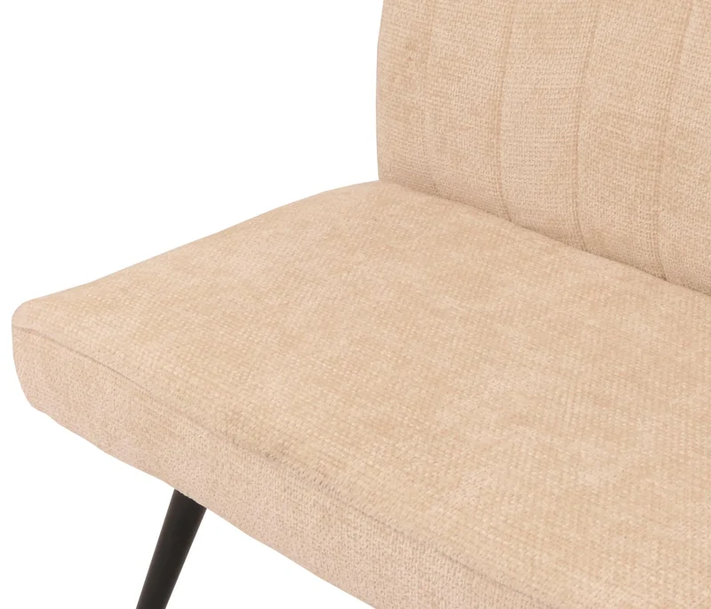Banc de salle à manger banquette rembourrée avec dossier en tissu crème chenille et métal 160 cm 04_0005859