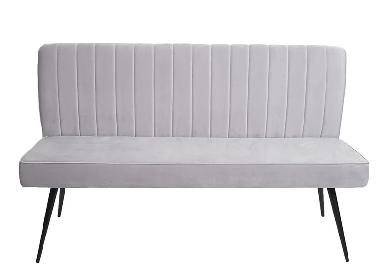 Banc canapé de salle à manger rembourré avec dossier coutures décoratives 160 cm en velours gris clair 04_0005857