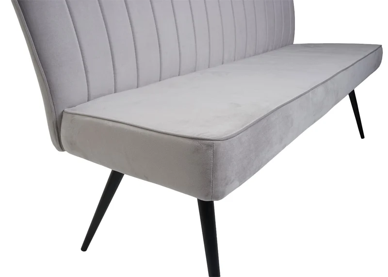 Banc canapé de salle à manger rembourré avec dossier coutures décoratives 160 cm en velours gris clair 04_0005857