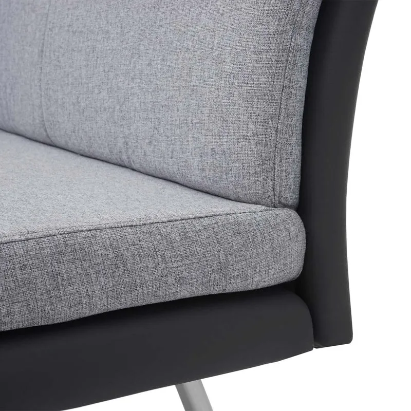 Banc de salle à manger canapé en tissu gris PVC et acier inoxydable brossé longueur 160 cm 04_0005843