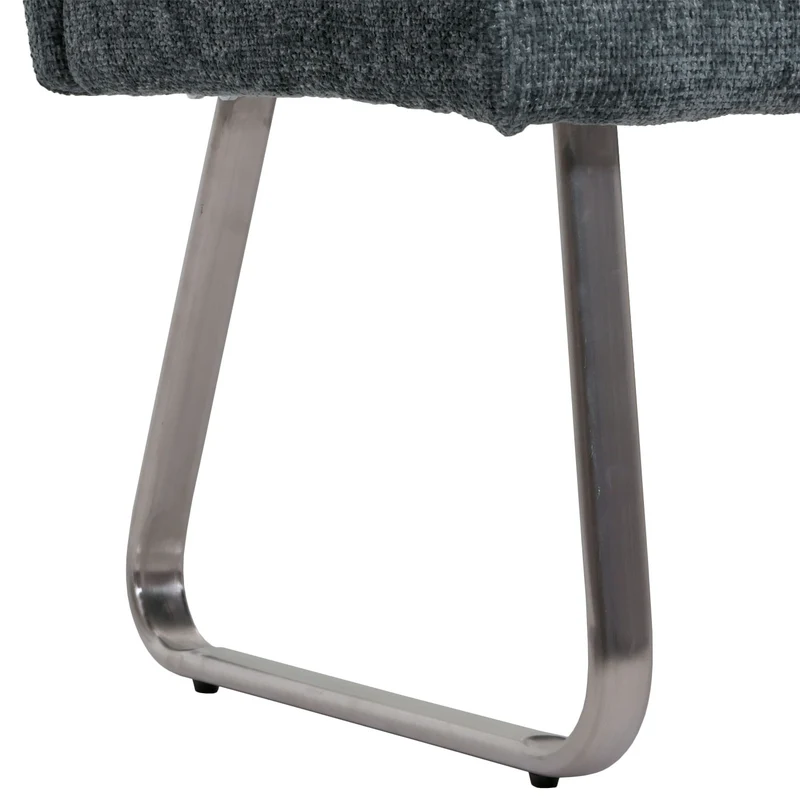 Banc canapé de salle à manger en tissu chenille bleu-vert 180 cm et acier inoxydable brossé 04_0005818