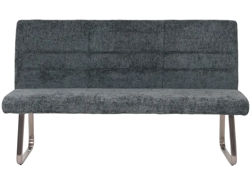 Banc canapé de salle à manger en tissu chenille bleu-vert 180 cm et acier inoxydable brossé 04_0005818