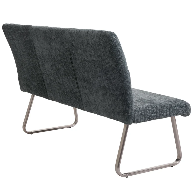 Banc canapé de salle à manger en tissu chenille bleu-vert 180 cm et acier inoxydable brossé 04_0005818