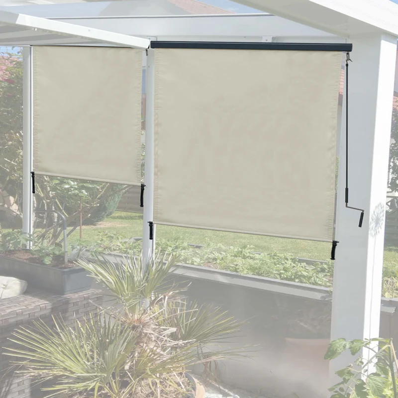 Store enrouleur de fenêtre uuvent vertical brise-vue protection UV 50 250 x 180 cm crème-beige 04_0005775