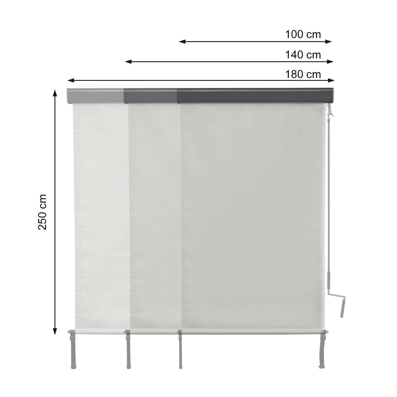 Store enrouleur de fenêtre uuvent vertical brise-vue protection UV 50 250 x 180 cm crème-beige 04_0005775
