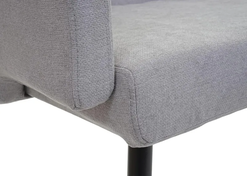 Banc de salle à manger canapé rembourré avec dossier et accoudoir en tissu gris 133 cm 04_0005866