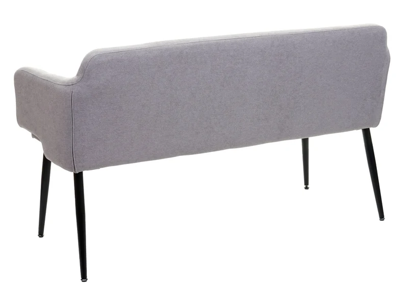 Banc de salle à manger canapé rembourré avec dossier et accoudoir en tissu gris 133 cm 04_0005866
