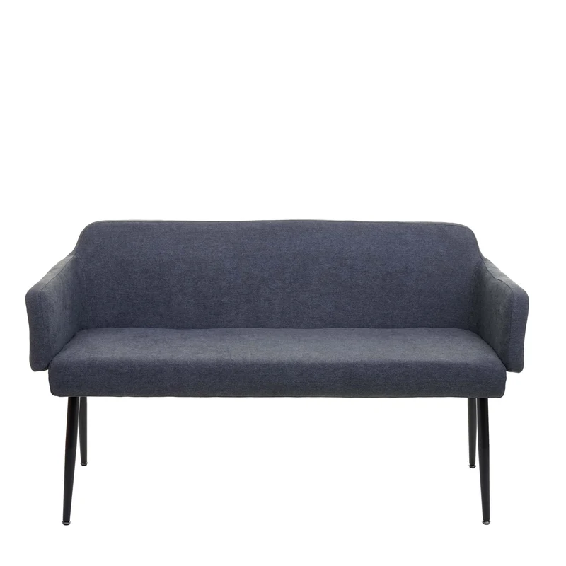 Banc de salle à manger banquette rembourrée avec dossier accoudoir en tissu anthracite 133 cm 04_0005867