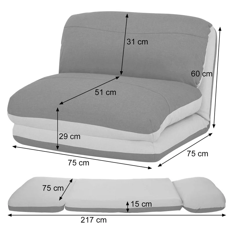 Matelas fauteuil-lit pliant fauteuil de relaxation dossier réglable tissu bleu clair - bleu foncé 04_0003096