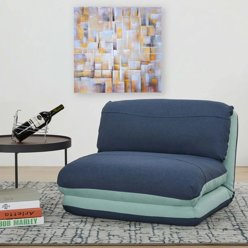 Matelas fauteuil-lit pliant fauteuil de relaxation dossier réglable tissu bleu clair - bleu foncé 04_0003096