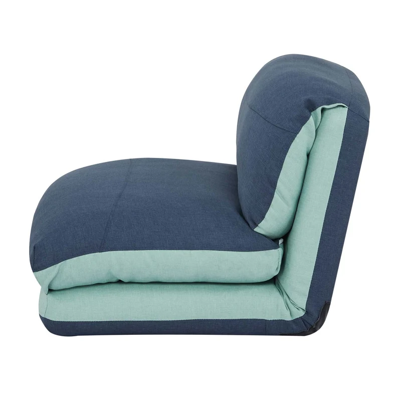 Matelas fauteuil-lit pliant fauteuil de relaxation dossier réglable tissu bleu clair - bleu foncé 04_0003096