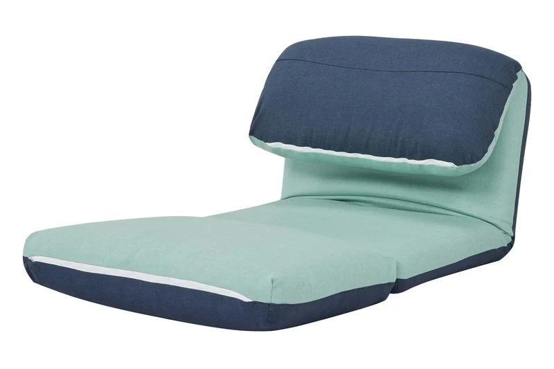 Matelas fauteuil-lit pliant fauteuil de relaxation dossier réglable tissu bleu clair - bleu foncé 04_0003096