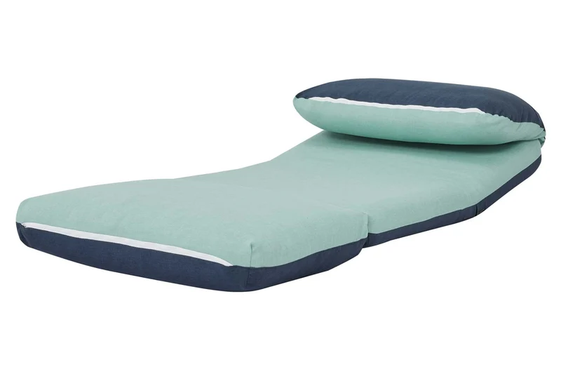 Matelas fauteuil-lit pliant fauteuil de relaxation dossier réglable tissu bleu clair - bleu foncé 04_0003096