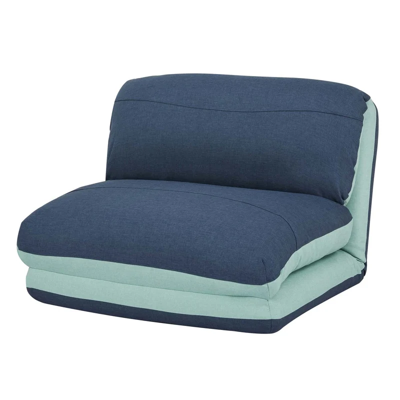 Matelas fauteuil-lit pliant fauteuil de relaxation dossier réglable tissu bleu clair - bleu foncé 04_0003096
