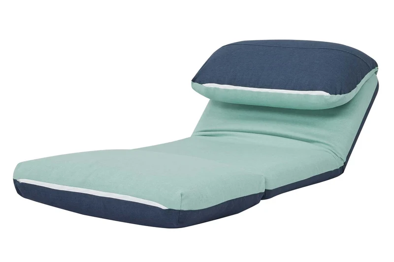 Matelas fauteuil-lit pliant fauteuil de relaxation dossier réglable tissu bleu clair - bleu foncé 04_0003096