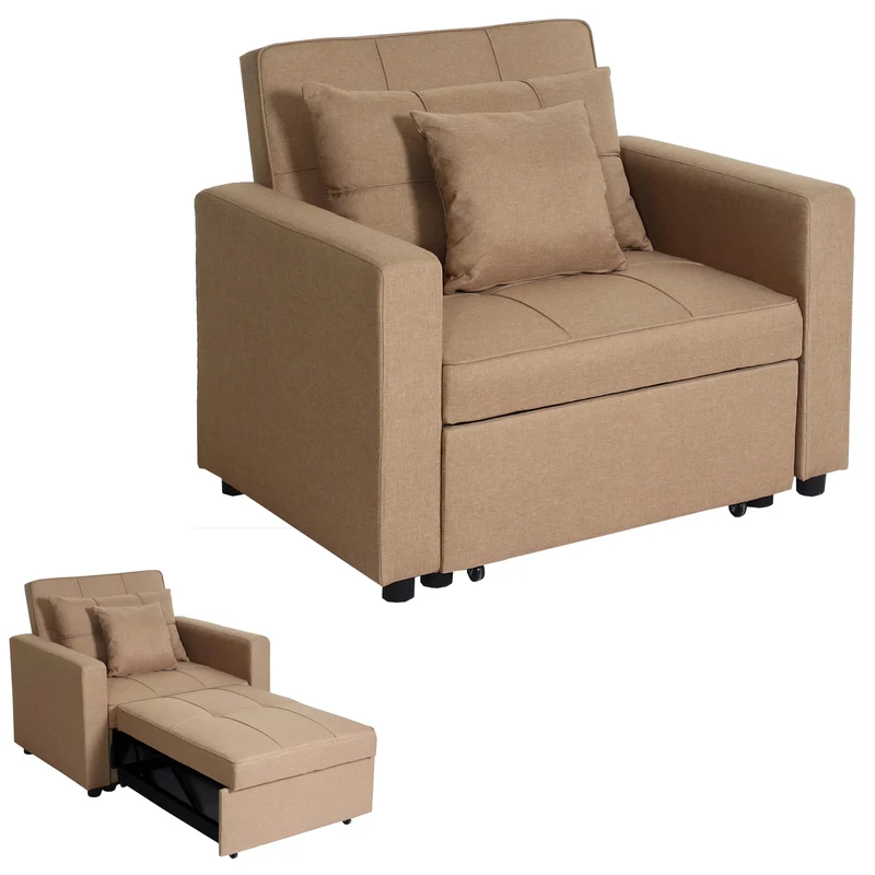 Fauteuil de couchage chaise pliante canapé-lit lit d'appoint relaxation surface de couchage 103x197 cm en tissu taupe 04_0006250