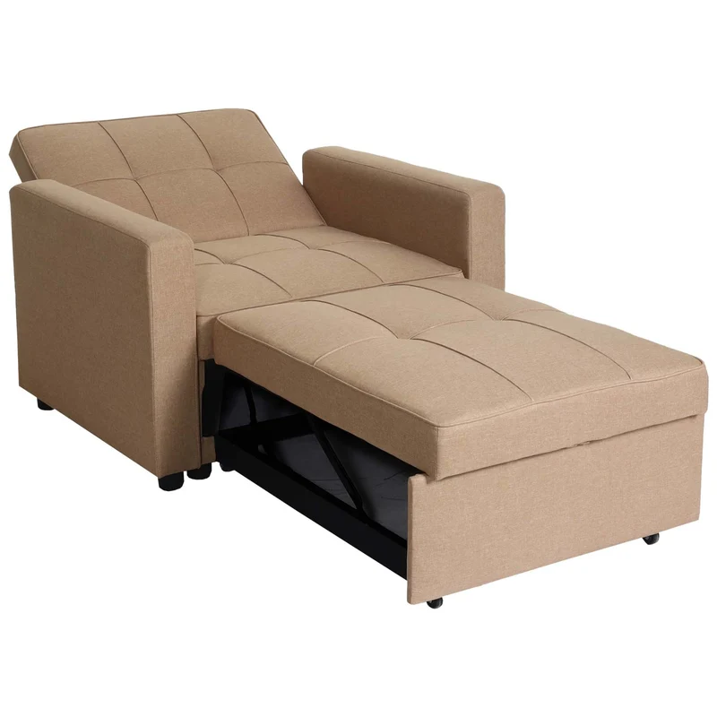 Fauteuil de couchage chaise pliante canapé-lit lit d'appoint relaxation surface de couchage 103x197 cm en tissu taupe 04_0006250