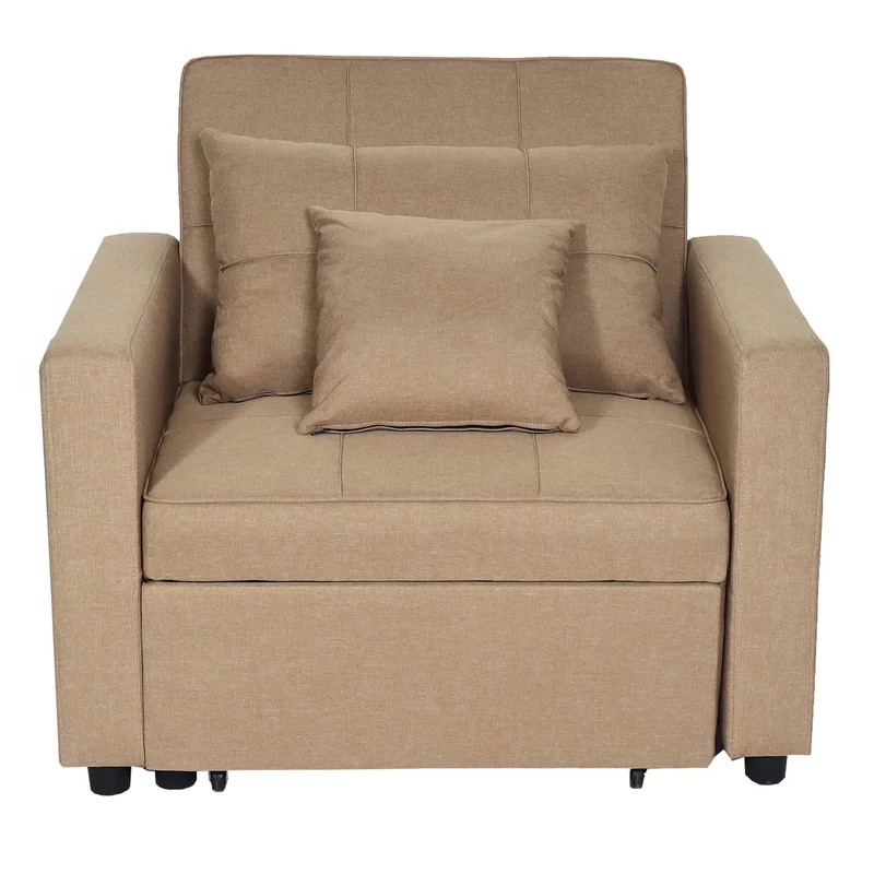 Fauteuil de couchage chaise pliante canapé-lit lit d'appoint relaxation surface de couchage 103x197 cm en tissu taupe 04_0006250