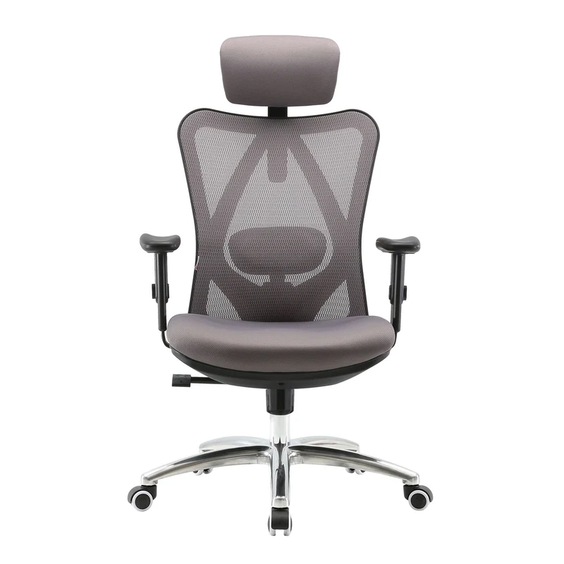 Fauteuil de bureau avec support lombaire ergonomique réglable en hauteur en maille gris 04_0006213