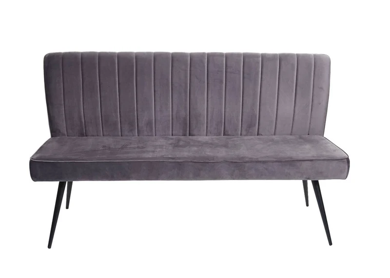Banc canapé de salle à manger rembourré avec dossier en velours gris foncé et métal 160 cm 04_0005856