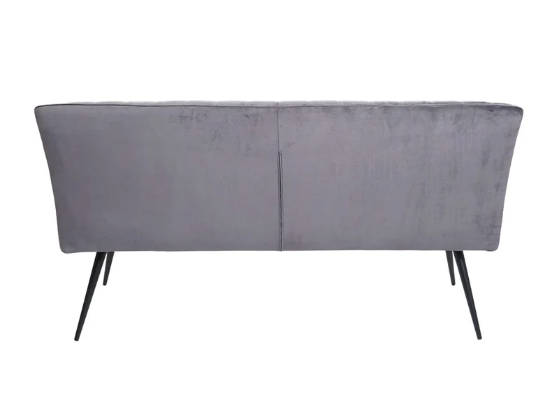 Banc canapé de salle à manger rembourré avec dossier en velours gris foncé et métal 160 cm 04_0005856