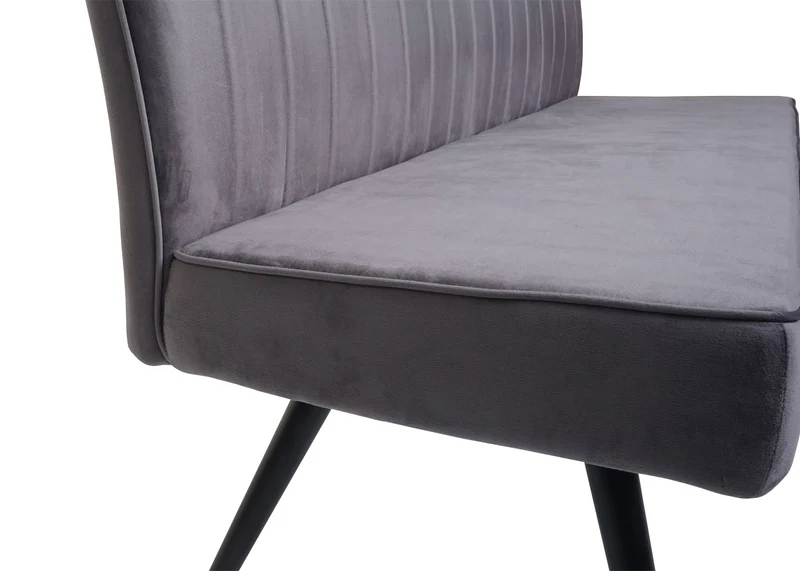 Banc canapé de salle à manger rembourré avec dossier en velours gris foncé et métal 160 cm 04_0005856